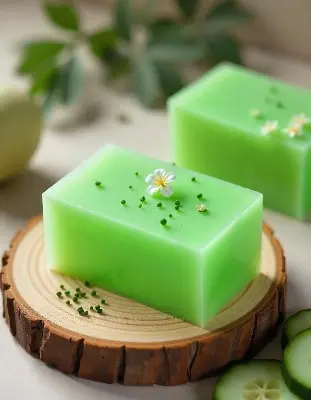 Picture of Cucumber Soap Base Pure Organic, SLS, Chemical Free Melt & Pour Soap Base Bar For Soap Making Cucumber