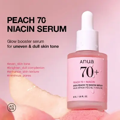 Picture of Anua Peach 70+ Niacinamide Serum 30ml / brightening hydrating face serum/daily clean beauty (1.01 fl. oz.) 