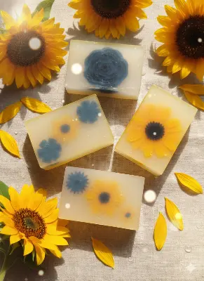 Picture of Handmade Sunflower Glycerine Soap – 100gm | Gentle Cleanser Infused with Natural Sunflower Essence