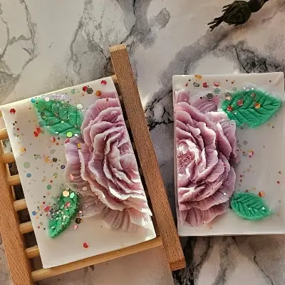 Picture of Handmade Luxury Soap – Delicate Sculpted Petals & Botanical Beauty, 120gm
