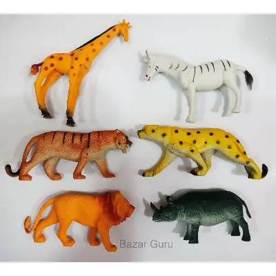 Picture of Wild Animal 6 piece Soft Rubber Chinese Toy Set - Multi Color