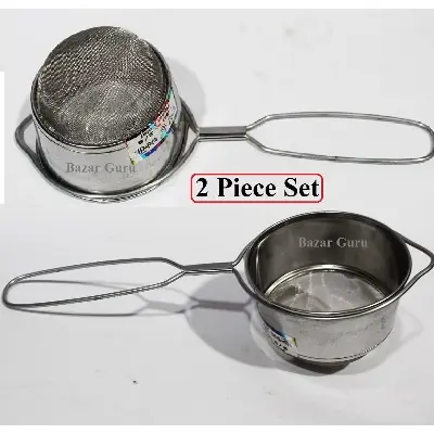 Picture of 2 Piece- Tea Filter Net Stainless Steel Handheld Flour Powder Sifter Sieve Mesh Net