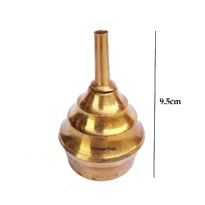 Picture of Indian Brass Kerosene Oil Lamp-Golden 9 cm Handmade-পিতলের কুপি