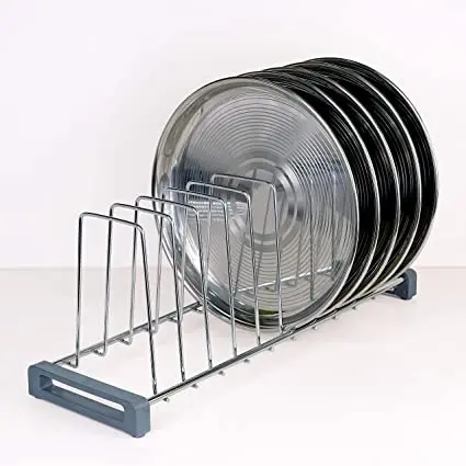 Picture of Stainless Steel Multipurpose Kitchen Plate Rack-(9 Section) Silver