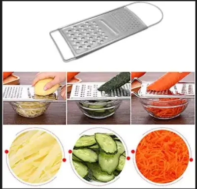 Picture of Premium 3 Way Stainless Steel Flat Grater - 12x4.3 Inch - Kitchen - Razor Sharp Teeth Carrot Potato Peeler Fruit Vegetable Cheese Slicer