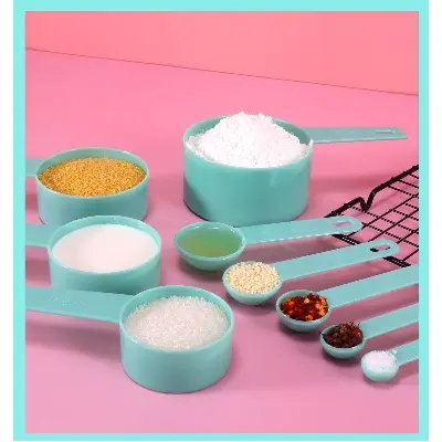 Picture of 9 Piece Kitchen Plastic Measuring Cups Spoon Cooking Tools Mini Scales for Baking Coffee Tea - Weight Machine