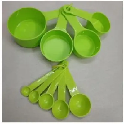 Picture of Measurement Cup Set Plastic -Green Colour (9 Pcs ) - Weight Machine