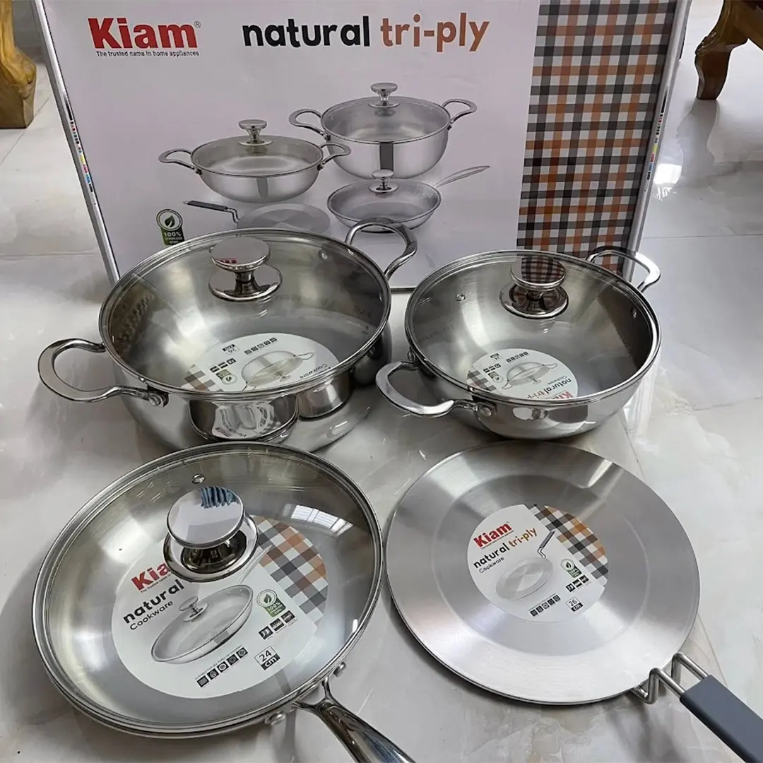 Picture of Kiam Premium Natural Tri-Ply Stainless Steel-7Pcs Cookware Set