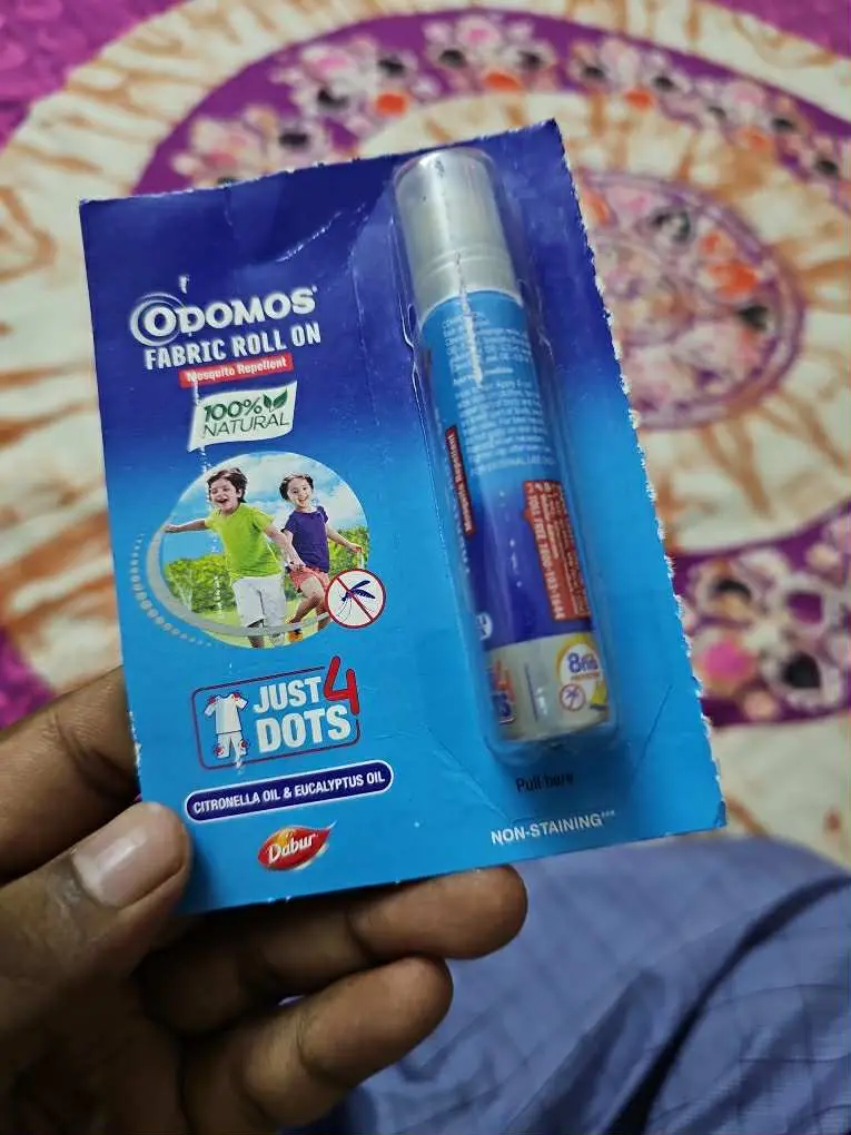 Picture of Odomos Mosquito Repellent Fabric Rollon Citronella & Eucalyptus Oil | 8Ml | Made In India