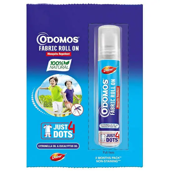 Picture of Odomos Mosquito Repellent Fabric Rollon Citronella & Eucalyptus Oil | 8Ml | Made In India