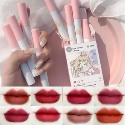 Picture of 8 Pcs/set of Cigarete tube lip glaze set matte white lipstick student gift Lipstick set- 8 color/set