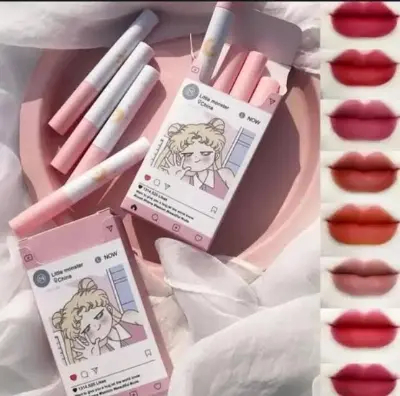 Picture of 8 Pcs/set of Cigarete tube lip glaze set matte white lipstick student gift Lipstick set- 8 color/set