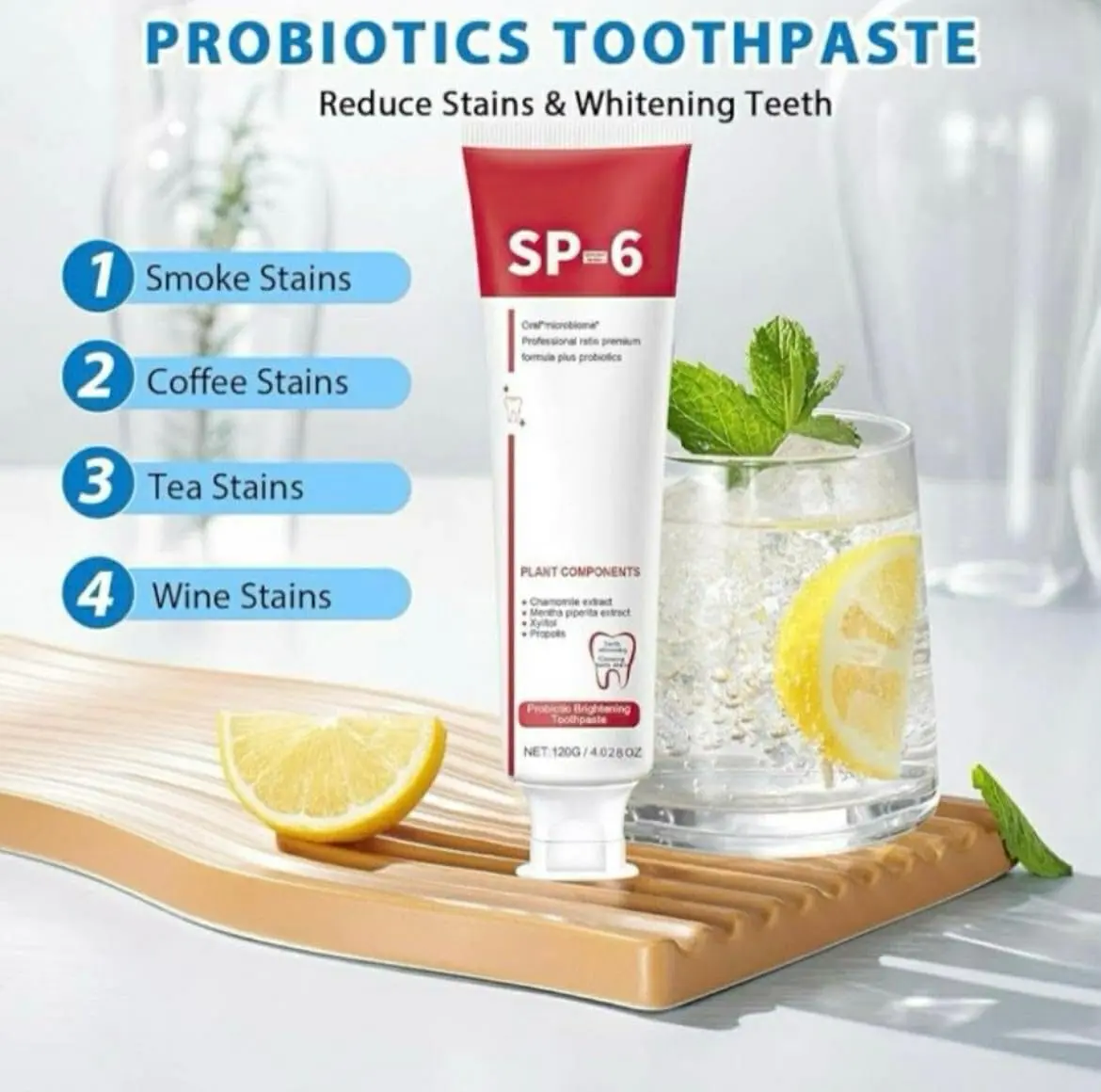 Picture of Sp-6 Ultra Whitening Toothpaste for Fresh Breath,Sp-6 Probiotics Bright White Toothpaste, Ultra Whitening Toothpaste Sp-6, Sp 6 Probiotics Whitening Toothpaste,Pasta Dental Sp-6