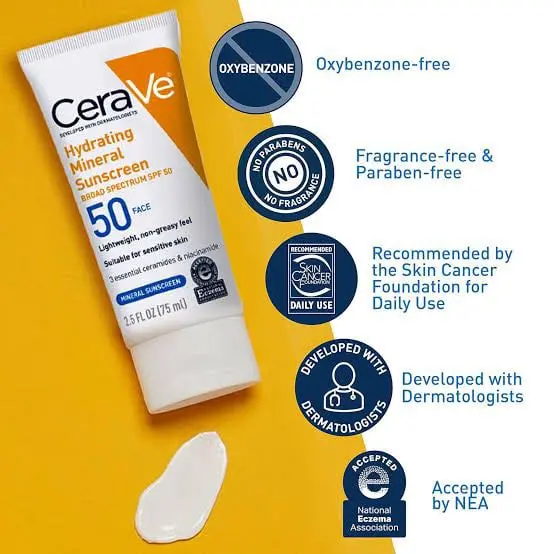 Picture of CeraVe 100% Mineral Sunscreen SPF 50 (USA)