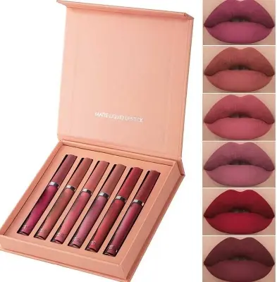 Picture of HANDAIYAN 6 Colors Long Lasting Velvet Lips Tint Liquid Lipsticks Waterproof Non-Stick Cup Lipgloss Gift Set (A)