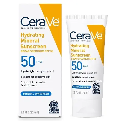 Picture of Cerave Hydrating Mineral Sunscreen SPF 50 Face for Senseitive Skin 75ml new(Glow N Touch Beauty)