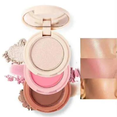 Picture of HANDAIYAN 3 In 1 Bronzer Highlighter Blush Contouring Powder Shimmer Eye Shadow Women Face Makeup Palette-#03