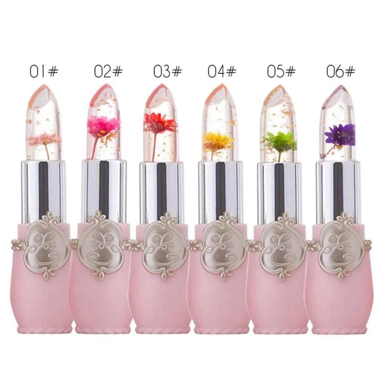 Picture of Crystal Jelly Lip Balm Lipstick Flower Temperature Color Changing Lip Gloss Transparent Long Lasting Lipstick Moisturizer Makeup