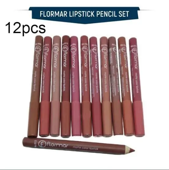 Picture of Flormar Rouge 12 Colors Wood Lip Pencil Set with Banners Cap 12pcs/ 6pcs new