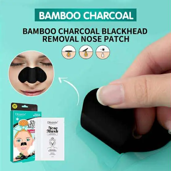 Picture of Disunie 10pcs Deep Cleansing Bamboo Charcoal Blackhead Nose Pore Cleaning Blackheads Remover Nose Patch Mask Sheet new