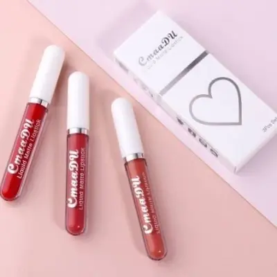 Picture of CmaaDu 3pcs set Matte Velvet Non-Stick Cup Waterproof Not Easy To Swap Makeup Lipstick Long Lasting Lip Gloss Set - Lipstick - Lipstick Set new