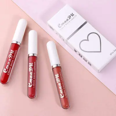 Picture of CmaaDu 3pcs set Matte Velvet Non-Stick Cup Waterproof Not Easy To Swap Makeup Lipstick Long Lasting Lip Gloss Set - Lipstick - Lipstick Set new