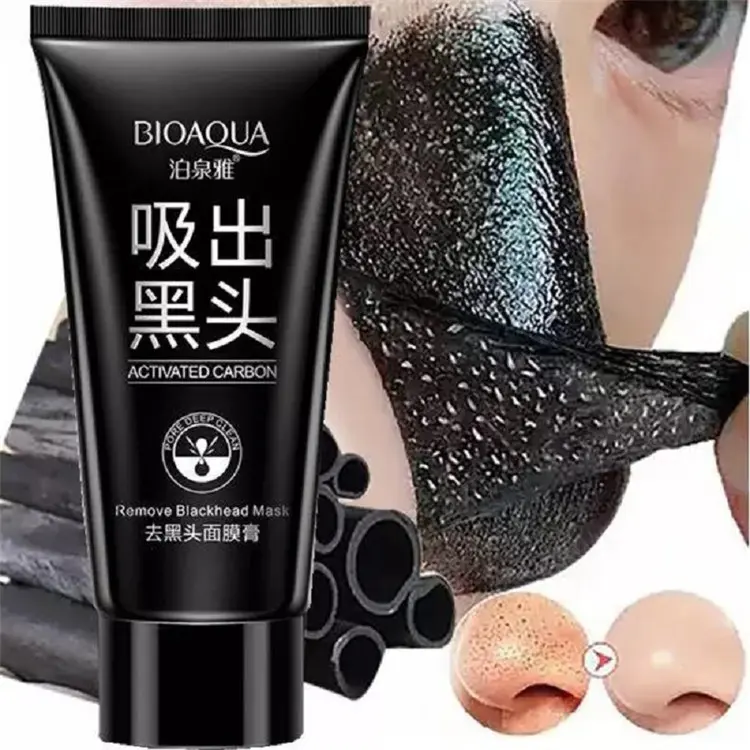 Picture of BIOAQUA Black Mask Activated Carbon Charcoal Blackhead Removal Peel Off Mask Black Nose Nose Film And Oil-Control Depth Clean Pore 60g HZ20 new