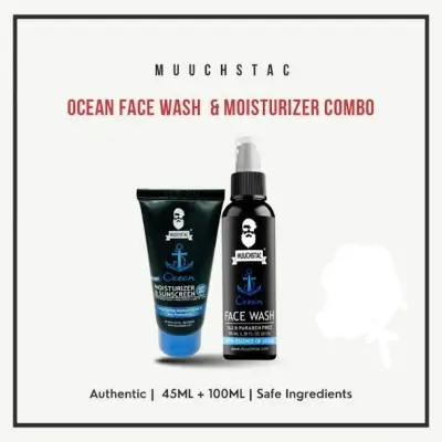 Picture of Muuchstac Ocean Skincare Combo for Men - SPF 18 Moisturizer & Face Wash (45ml+100ml) NEW
