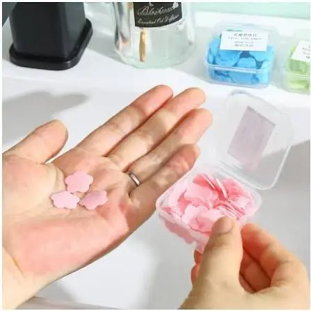 Picture of Portable Soap Paper Bath Hand Washing Disposable Soap Slice Mini Flower Travel Scented Petal Wash Hand Soap NEW