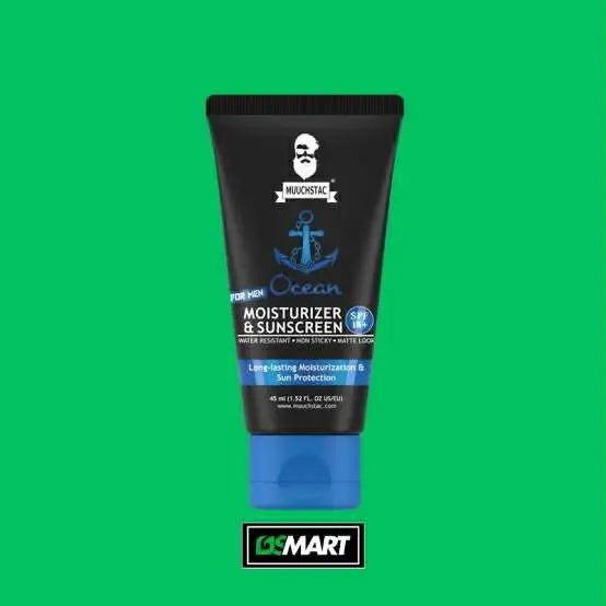 Picture of Muuchstac Mens Ocean Moisturizer & Sunscreen Matte Look Spf 18+ Cream With Turmeric & Aloe Vera Beads, Non-Sticky & Water Resistant 45 Ml - All NEW