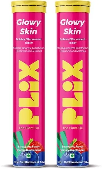 Picture of PLIX - THE PLANT FIX Glowy skin Glutathione Tablets with Vitamin C for Clear and Youthful Skin 15 Collagen Supplements 500mg L-Glutathione 2024