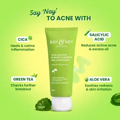 Picture of Dot & Key Cica Face Wash For Acne Prone Skin, 2% Salicylic Acid Face Wash With Green Tea-100 Ml new