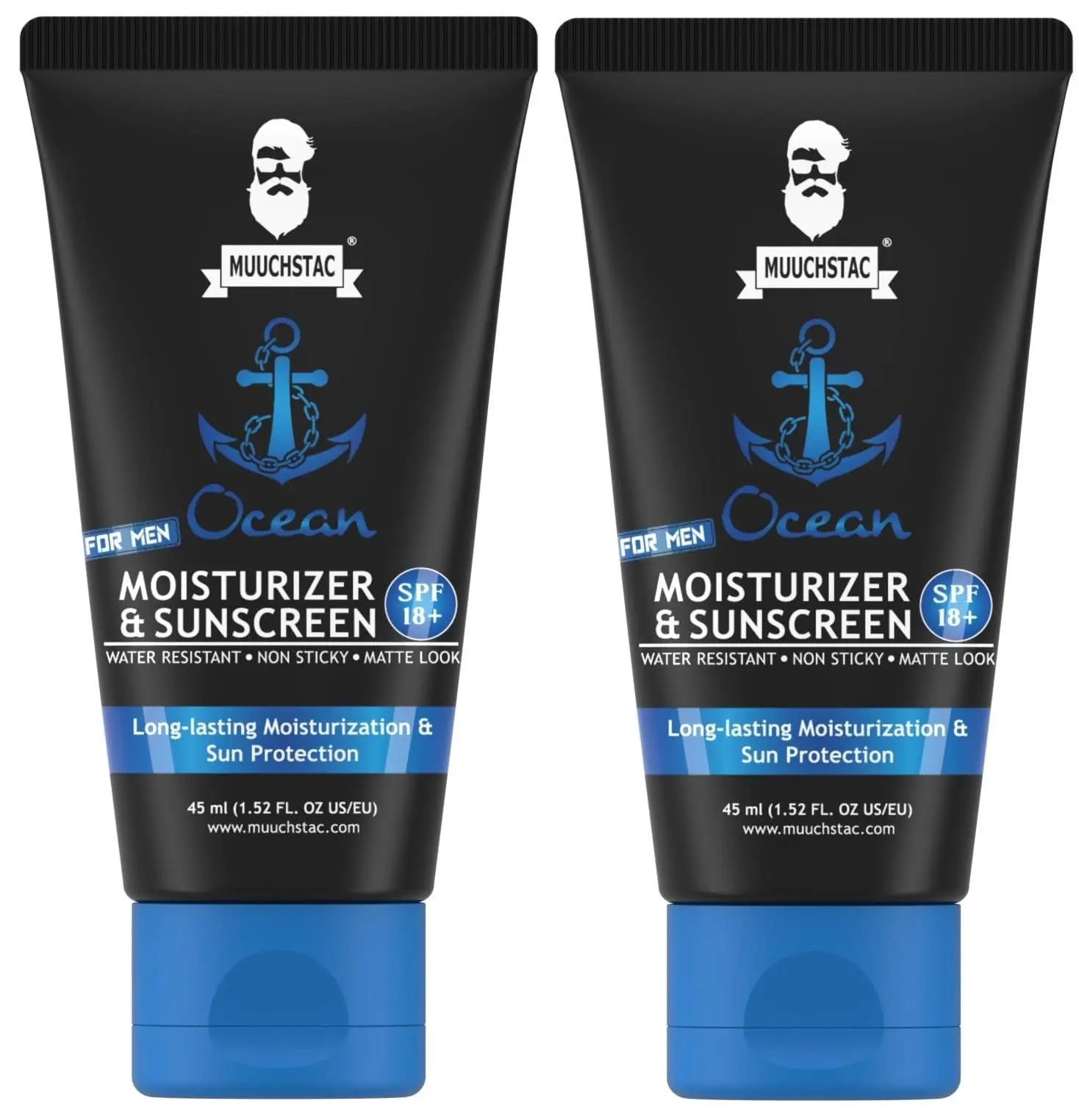 Picture of Muuchstac Mens Ocean Moisturizer & Sunscreen Matte Look Spf 18+ Cream With Turmeric & Aloe Vera Beads, Non-Sticky & Water Resistant 45 Ml - All new