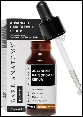 Picture of Bare Anatomy Advanced Hair Growth Serum | 3% Redensyl + 4% Anagain + 3% Baicapil + 1% Capilia Longa, Rosemary, Biotin & Rice Extract | Hair growth & Hair fall control serum for Women & Men | 30mL