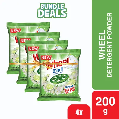 Picture of Wheel Washing (Detergent) Powder 2in1 Clean & Fresh 200g (Bundle of 4)