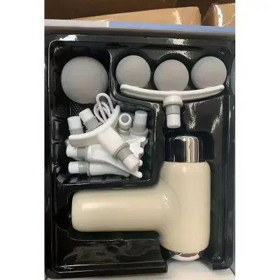 Picture of Mini Electric Massage Gun Portable Deep Tissue Massage Gun - Pain Relief USB Rechargeable Body Massager (Cream)