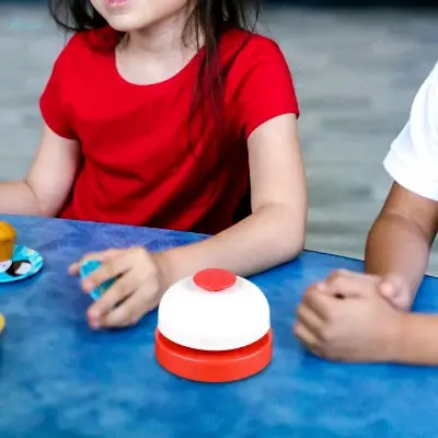 Picture of Hand Call Bell Smooth Desk Summons Bell Toy for Reception Areas Counter Office - Blue