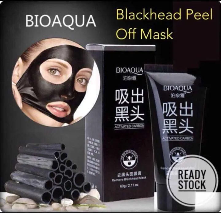 Picture of Bioaqua Bamboo Charcoal Purifying Peel-off Black Mask Blackhead Remover Acne Treatments Face Care Sunction Deep Cleansing - 60gm