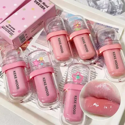 Picture of Keke mood Crystal Glossy Lip Glaze Jelly Mirror Water Lip Gloss Lasting Moisturizing Lips Tint Korean Lip Glaze Girl Beauty Cosmetics
