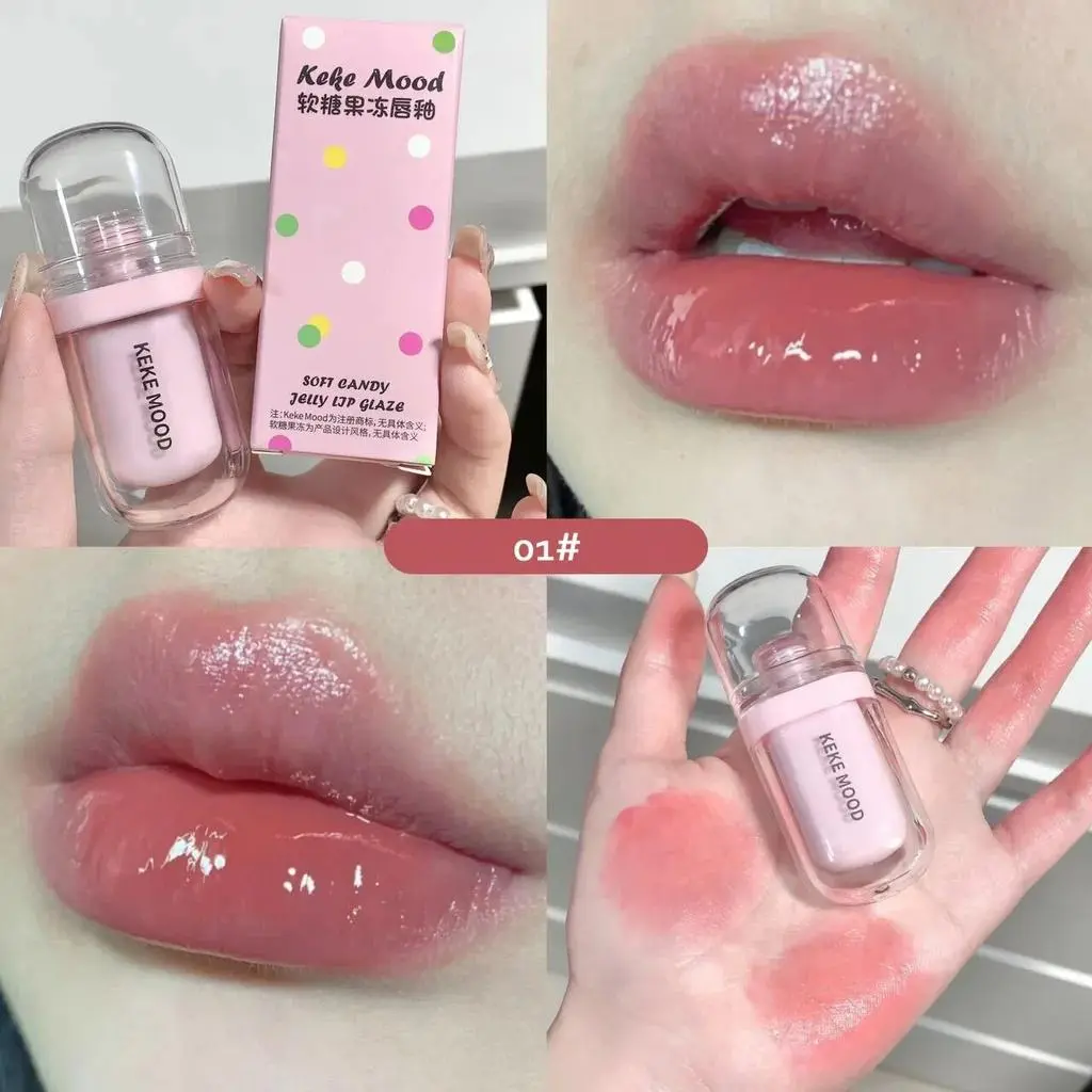 Picture of Keke mood Crystal Glossy Lip Glaze Jelly Mirror Water Lip Gloss Lasting Moisturizing Lips Tint Korean Lip Glaze Girl Beauty Cosmetics
