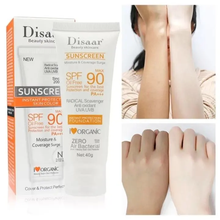 Picture of Disaar SPF90 Oil-Free Sunscreen Cream 40g | Instant Protection UVA UVB Foundation PA+++