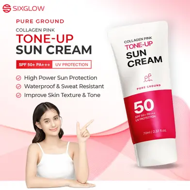 Picture of Pink Tone Collagen Sunscreen up Cream UV Protection Skin Care Beauty Products