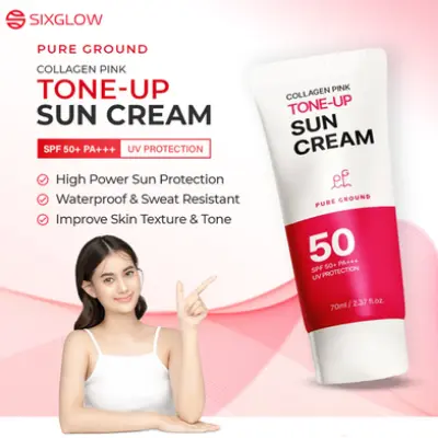 Picture of Pink Tone Collagen Sunscreen up Cream UV Protection Skin Care Beauty Products