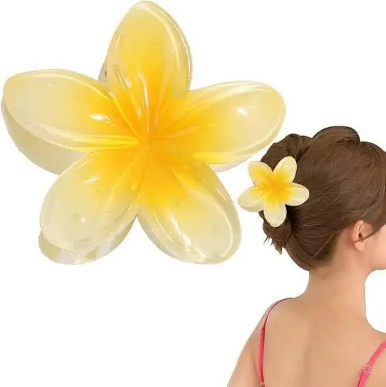 Picture of Flower Claw Clip for Women, Preppy Flower Hair Clip, Hawaiian Plumeria Hair Clip, Hawaii Hair Accessories for Thick Hair & Thin Hair, Gifts for Women Teen Girls