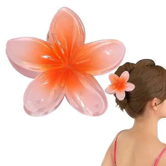 Picture of Flower Claw Clip for Women, Preppy Flower Hair Clip, Hawaiian Plumeria Hair Clip, Hawaii Hair Accessories for Thick Hair & Thin Hair, Gifts for Women Teen Girls