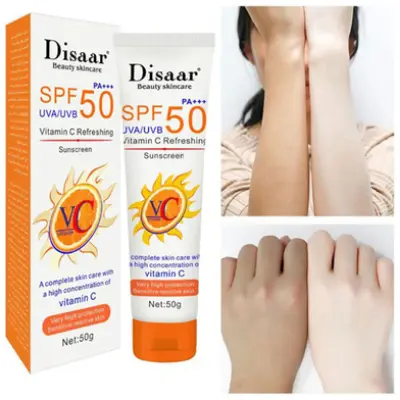 Picture of Sunscreen & Aftersun Cream - Disaar Vitamin C Sunscreen SPF50 PA+++ 50gm Oil Free Sunscreen Instant High Protection Sunblock Cream