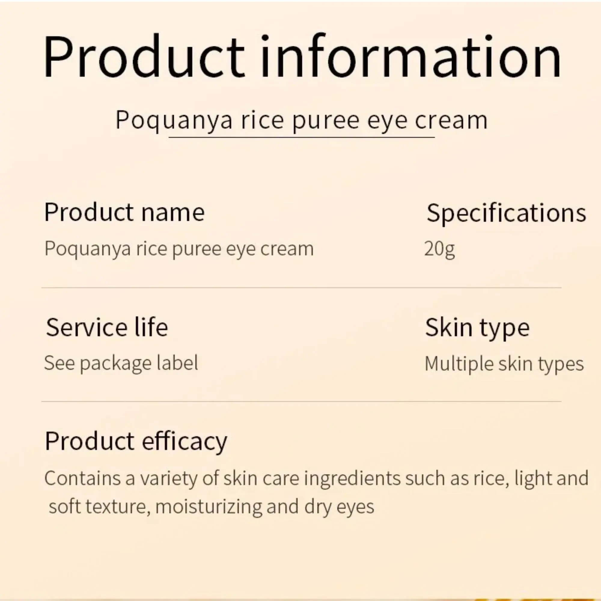Picture of BIOAQUA Rice Raw Pulp Eye Cream Moisturizing Hydrating Skin Rejuvenation Eye Cream 20g