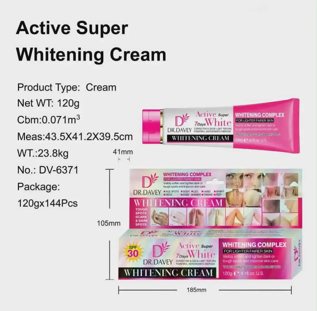 Picture of DR.DAVEY Active Super Whitening Cream Skin Lightening Cream for Dark Skin Brightening & Moisturizes for Body Face