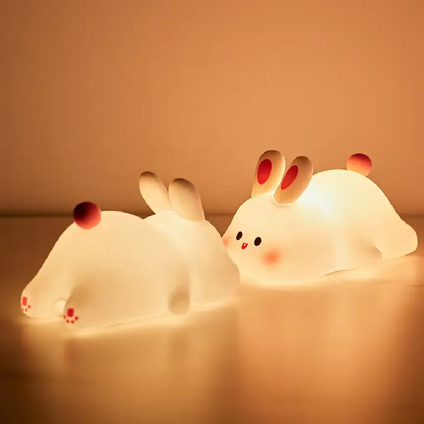 Picture of Rabbit LED Night Light Living Room Cute rabbit Plastic Lamp Bedside Decor Creative Kids Night Light Birthday Gift Cake Decor