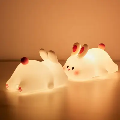 Picture of Rabbit LED Night Light Living Room Cute rabbit Plastic Lamp Bedside Decor Creative Kids Night Light Birthday Gift Cake Decor